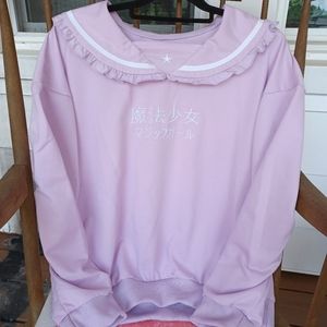 Japanese Ruffle Sailor Collar Pullover Top Small NWT